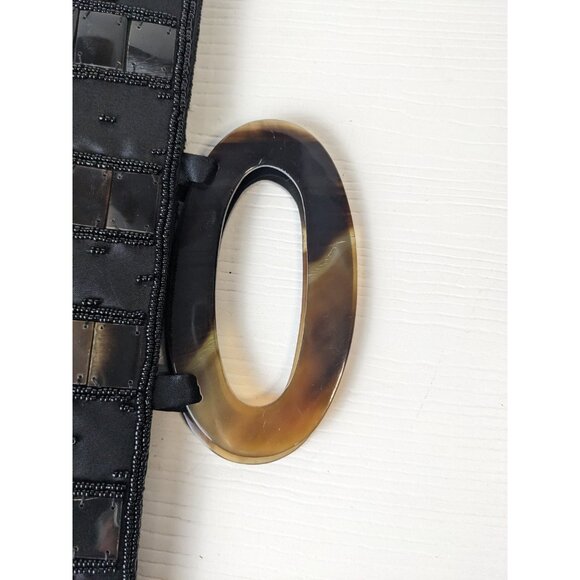 MAD BAGS shell tiles and glass bead evening purse lucite handle as is - Picture 6 of 16